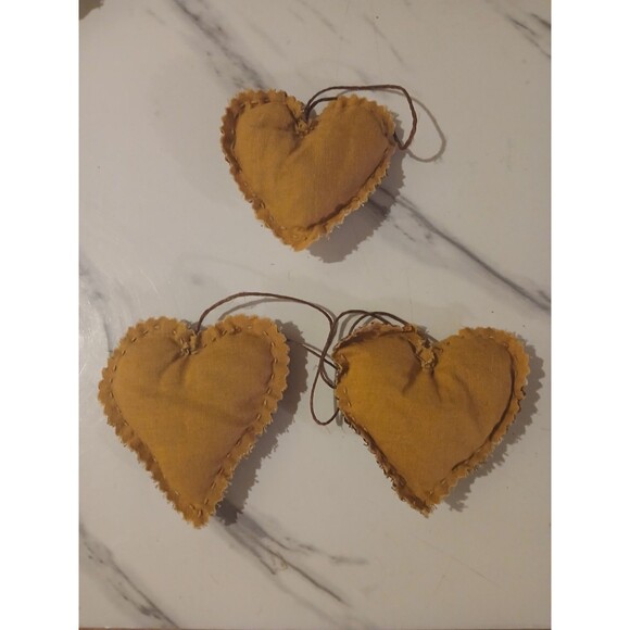 Christmas Ornament  Primitive Handmade Gift Country Cottage Heart- Set of 5 - Picture 6 of 10